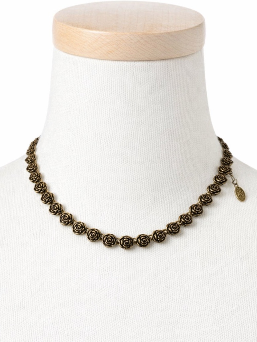 Vintage Rose Link Necklace - Antique Gold